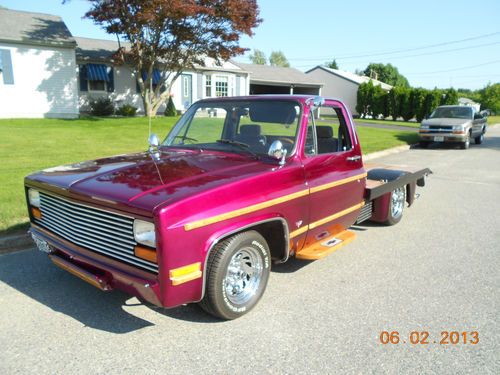 1985 chevy c10 custom flatbed toy hauler must see!!