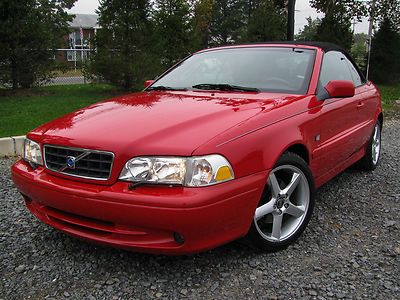 04 volvo c70 turbo 242hp conv 70k miles beautiful red dlr serviced blk leather
